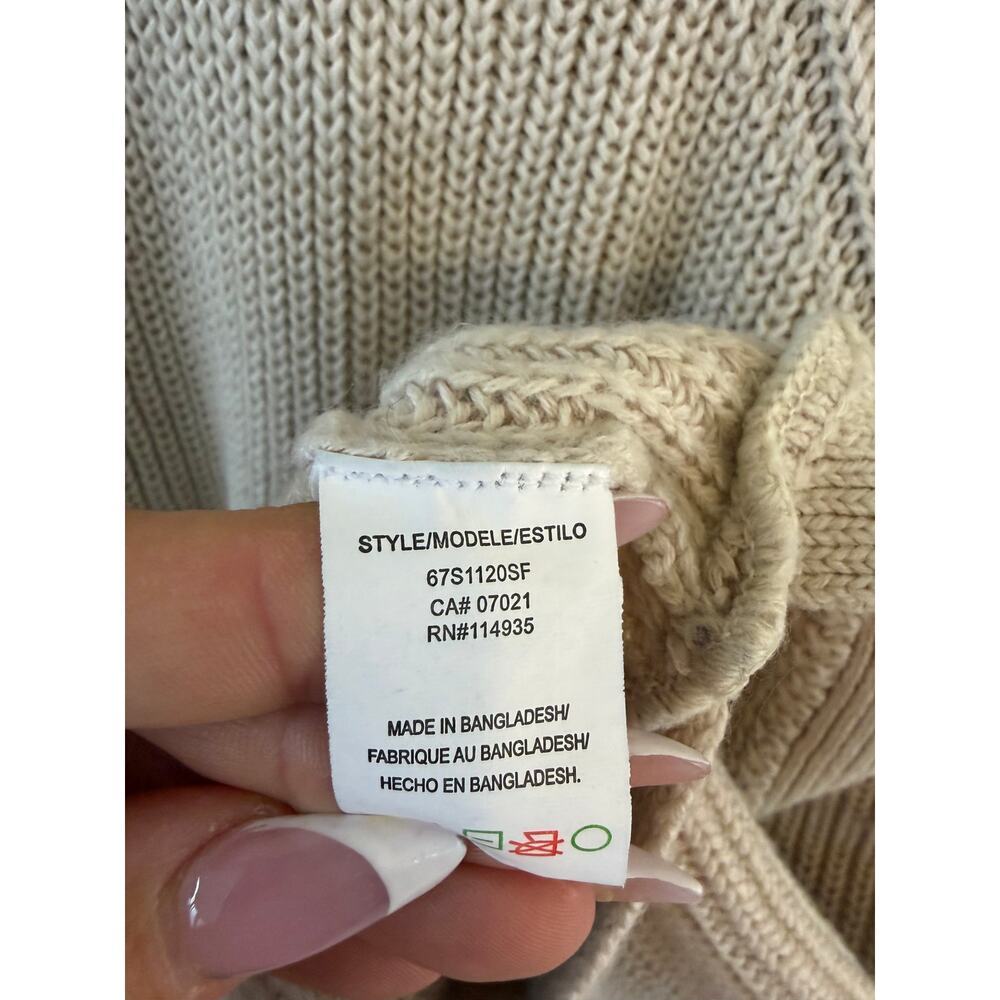 RD Style Cream Knit Sweater Large Chunky Cotton Blend Boho Pullover Raglan - Picture 5 of 8